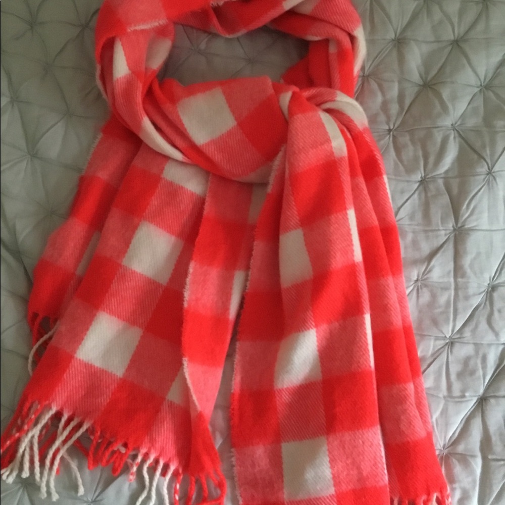 Neon orange and white Checkered scarf